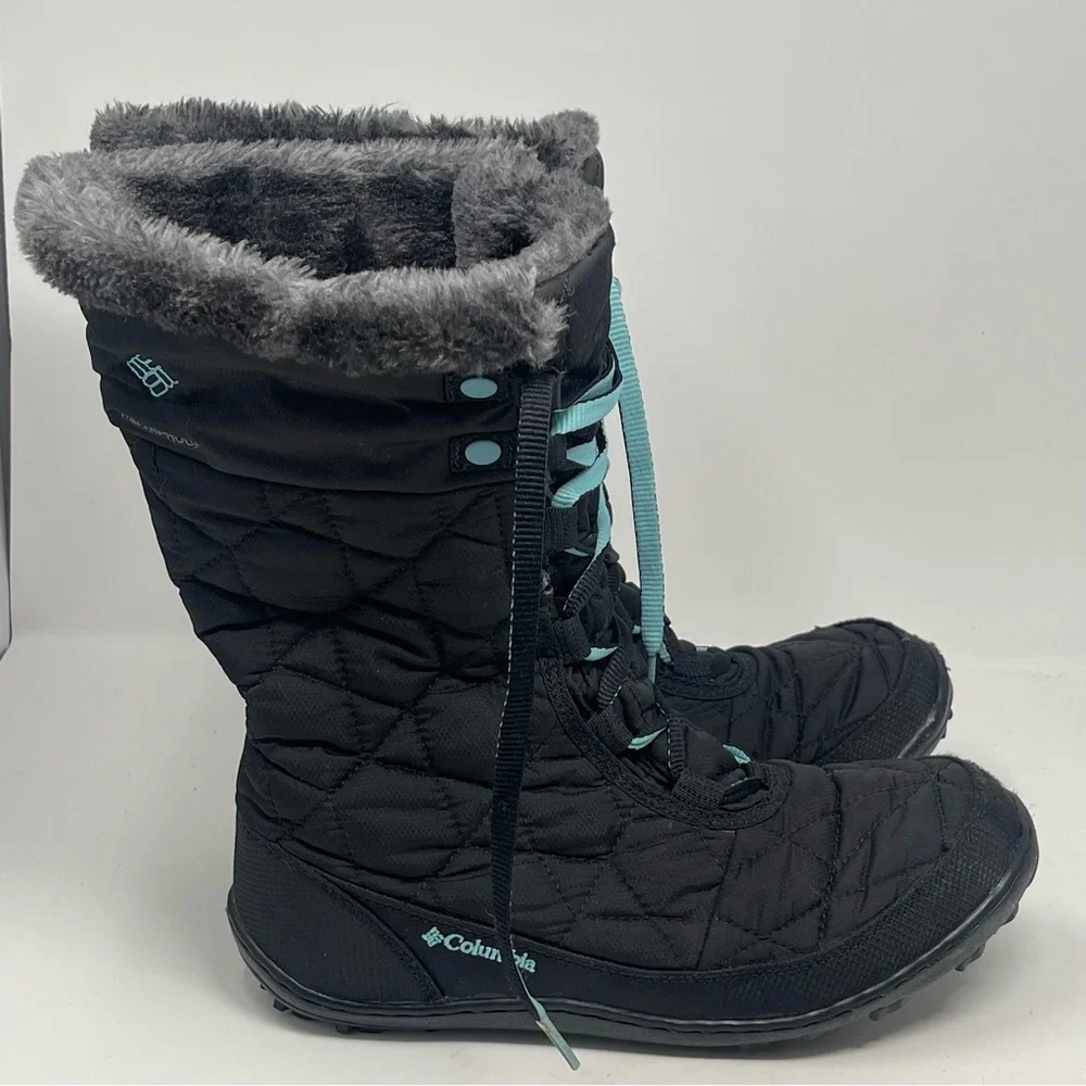 Columbia Mid Lace Boots Womens 6 Black Quilt 200 Grams Waterproof Fur Trim